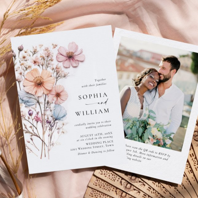 Wasserfarbenspiel Wildblume Bohemische Hochzeit Einladung (Von Creator hochgeladen)