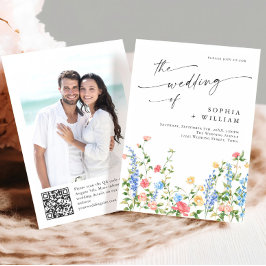 Wasserfarbenspiel Wildblume Bohemische Hochzeit Einladung