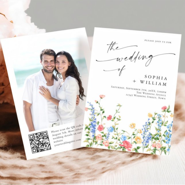 Wasserfarbenspiel Wildblume Bohemische Hochzeit Einladung (Von Creator hochgeladen)