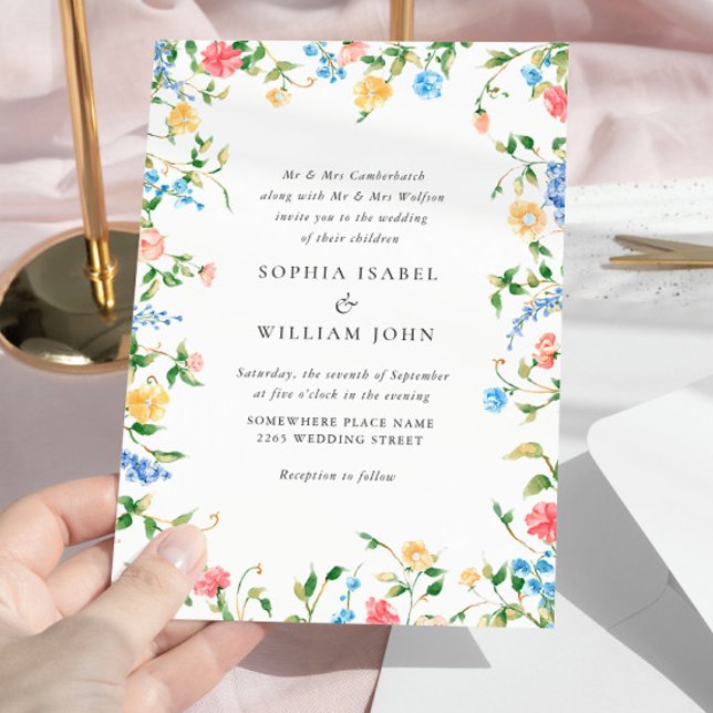 Wasserfarbenspiel Wildblume Bohemische Hochzeit Einladung (Von Creator hochgeladen)
