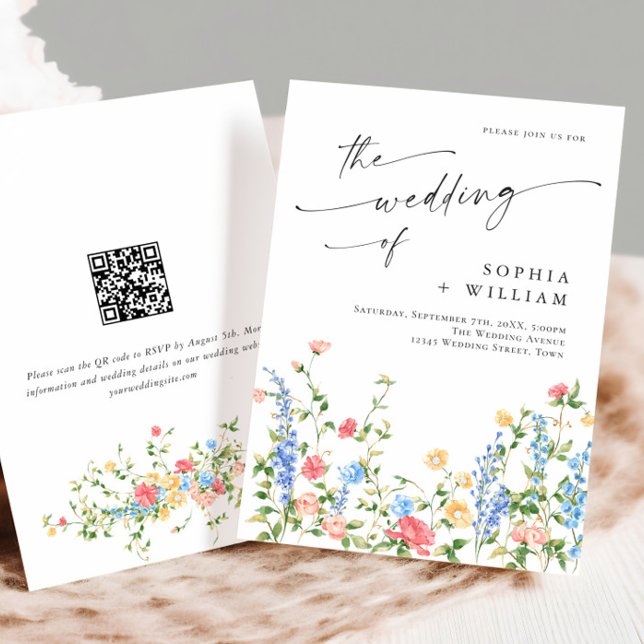 Wasserfarbenspiel Wildblume Bohemische Hochzeit Einladung (Von Creator hochgeladen)