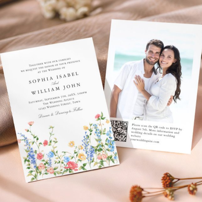 Wasserfarbenspiel Wildblume Bohemische Hochzeit Einladung (Von Creator hochgeladen)