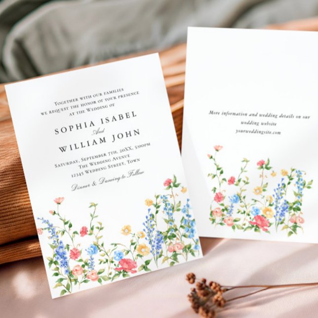 Wasserfarbenspiel Wildblume Bohemische Hochzeit Einladung (Von Creator hochgeladen)