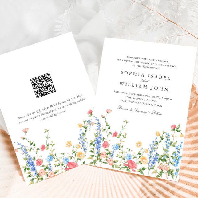 Wasserfarbenspiel Wildblume Bohemische Hochzeit Einladung (Von Creator hochgeladen)