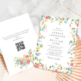 Wasserfarbenspiel Wildblume Bohemische Hochzeit Einladung