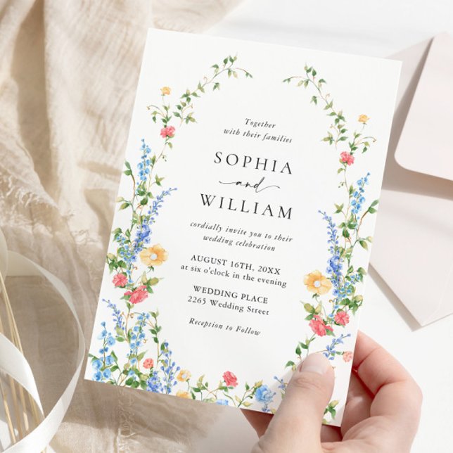 Wasserfarbenspiel Wildblume Bohemische Hochzeit Einladung (Von Creator hochgeladen)