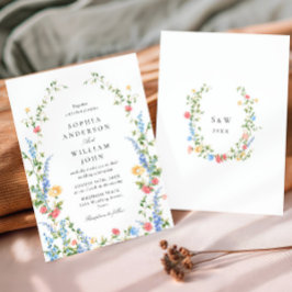 Wasserfarbenspiel Wildblume Bohemische Hochzeit Einladung