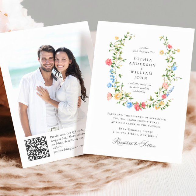 Wasserfarbenspiel Wildblume Bohemische Hochzeit Einladung (Von Creator hochgeladen)