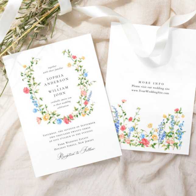 Wasserfarbenspiel Wildblume Bohemische Hochzeit Einladung (Von Creator hochgeladen)