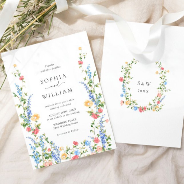 Wasserfarbenspiel Wildblume Bohemische Hochzeit Einladung (Von Creator hochgeladen)