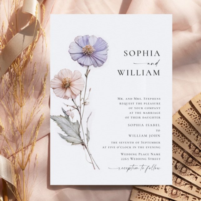 Wasserfarbenspiel Wildblume Bohemische Hochzeit Einladung (Von Creator hochgeladen)