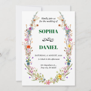 Wasserfarbenspiel Wildblume Bohemische Hochzeit Einladung