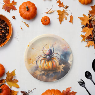 Wasserfarbenspinne Halloween Pappteller