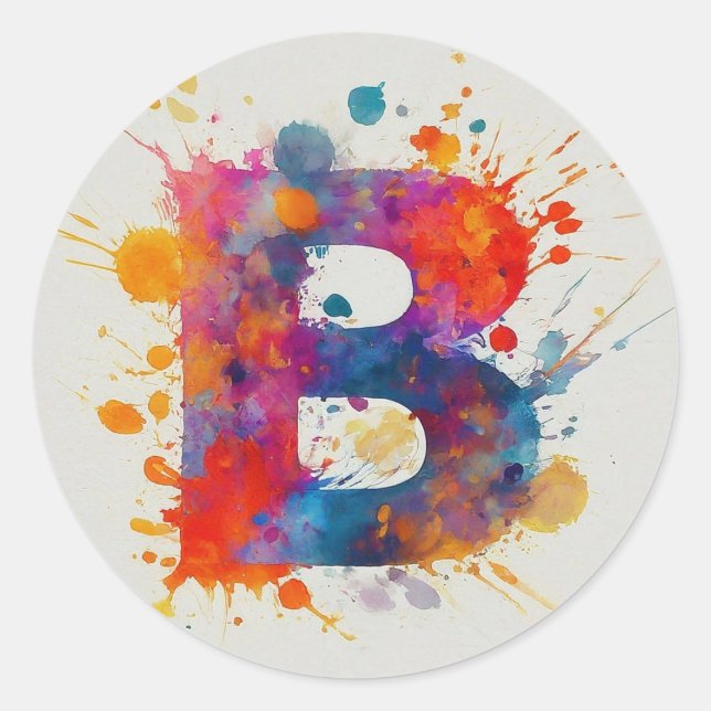 Wasserfarbensplash B Runder Aufkleber (Vorderseite)