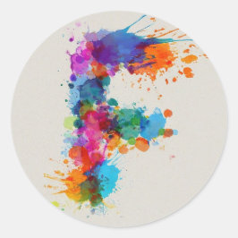 Wasserfarbensplash F Runder Aufkleber