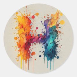 Wasserfarbensplash H Runder Aufkleber