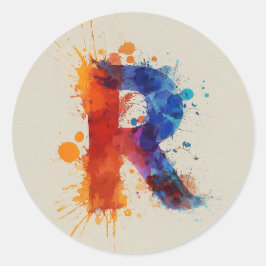 Wasserfarbensplash R Runder Aufkleber