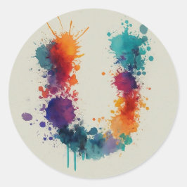 Wasserfarbensplash U Runder Aufkleber