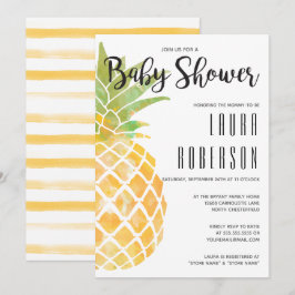 Wasserfarbenstift Ananas Stripe Babydusche Einladung