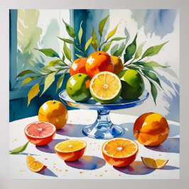 Wasserfarbenstil Citrus Vignette Poster