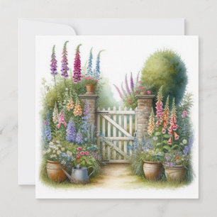 Wasserfarbenstil Cottage-Garten-Tor Hallo Karte