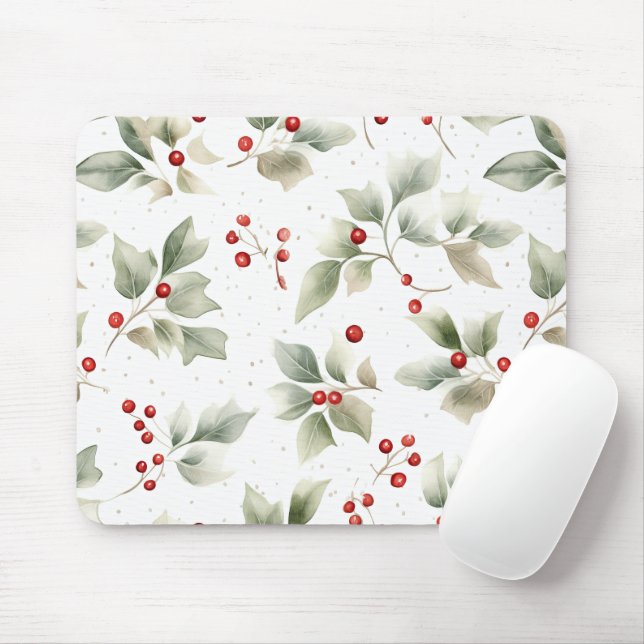 Wasserfarbenstil von Holly und Berries Mousepad (Mit Mouse)