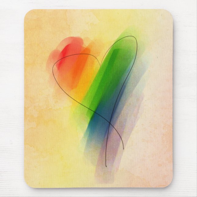 Wasserfarbenstrahlherz Mousepad (Vorne)
