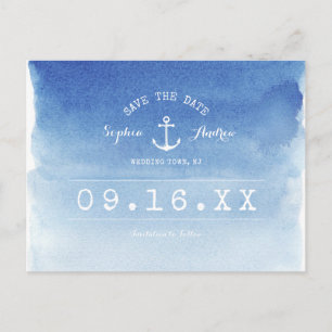Wasserfarbenstrand Save the Date Hochzeit Ankündigungspostkarte