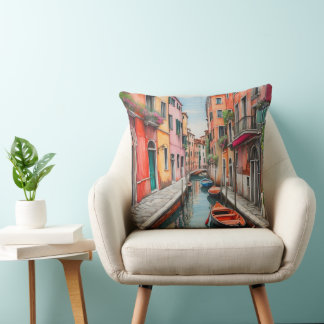 Wasserfarbenstraße in Venedig Grosses Throw Kissen