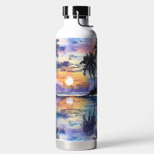 WASSERFARBENSUNSET AM TROPISCHEN STRAND AM OZEEN TRINKFLASCHE
