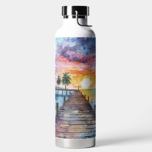 WASSERFARBENSUNSET AM TROPISCHEN STRAND AM OZEEN TRINKFLASCHE
