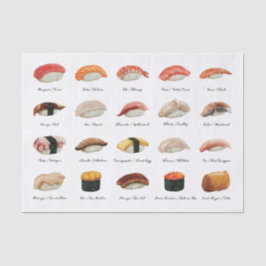 Wasserfarbensushi-Diagramm Seidenpapier