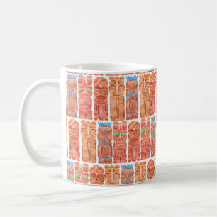 Wasserfarbentiki hawaii totem nahtloses Muster Kaffeetasse