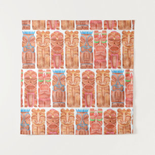 Wasserfarbentiki hawaii totem nahtloses Muster Wandteppich