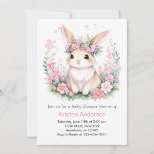 Wasserfarbenträume: Baby Girl Bunny Dusche Einladung