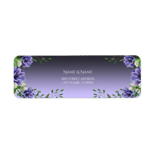 Wasserfarbenviolette Blumen geben das Adressetiket