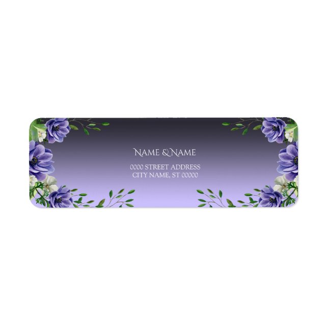 Wasserfarbenviolette Blumen geben das Adressetiket (Vorne)