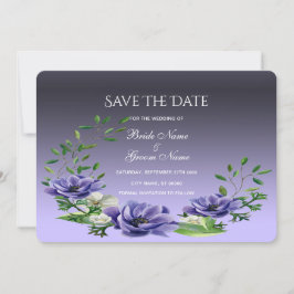 Wasserfarbenviolette Blumen Save the Date Karte