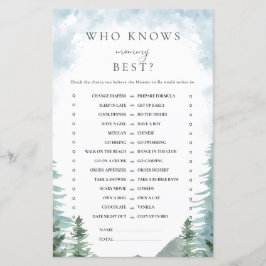 Wasserfarbenwald Babydusche Mommy Game