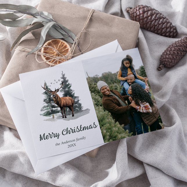 Wasserfarbenwald Bäume Foto Frohe Weihnachten (Von Creator hochgeladen)