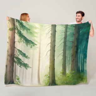 Wasserfarbenwald Bäume Wald Wald Wälder Fleecedecke