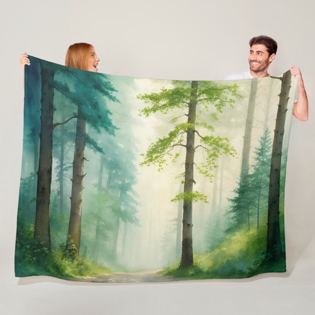 Wasserfarbenwald Bäume Wald Wald Wälder Fleecedecke (Beispiel)