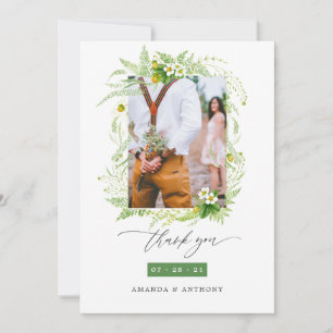Wasserfarbenwald Grüne Hochzeit Foto Dankeskarte