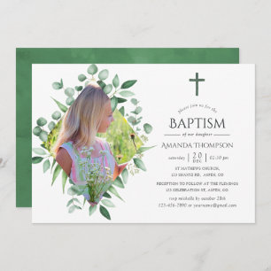 Wasserfarbenwald Grüne Taufe oder Christöne Einladung