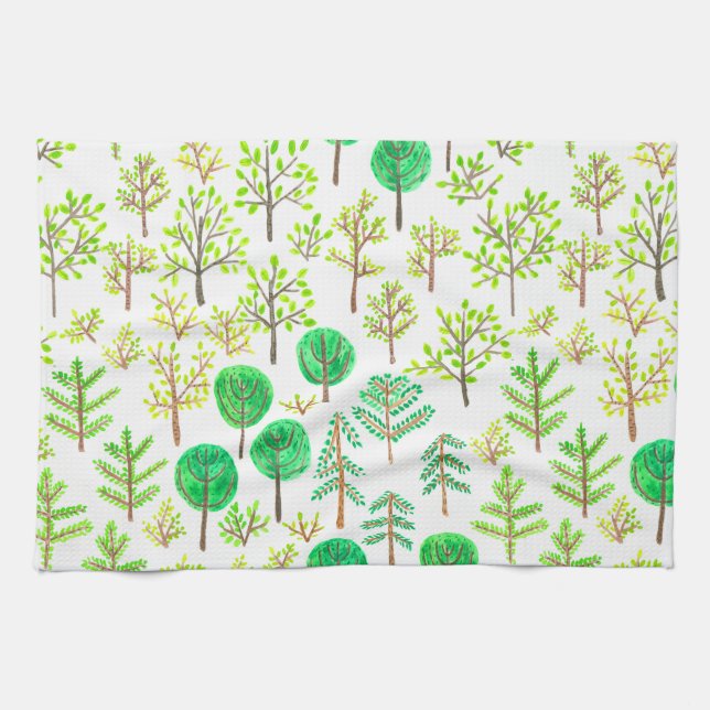 Wasserfarbenwald im Doodstyle Handtuch (Horizontal)