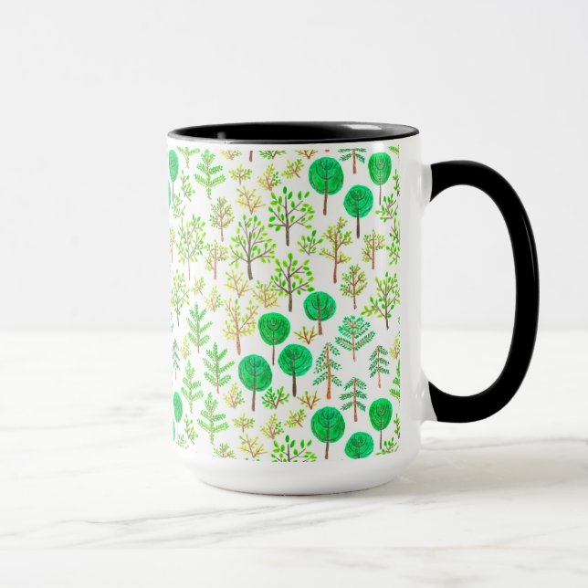 Wasserfarbenwald im Doodstyle Tasse (Rechts)