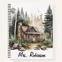 Wasserfarbenwald-Pinienwald-Notebook