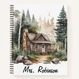 Wasserfarbenwald-Pinienwald-Notebook Notizbuch