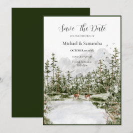 Wasserfarbenwald Rustikale Hochzeit Save The Date