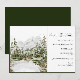 Wasserfarbenwald Rustikale Hochzeit Save The Date